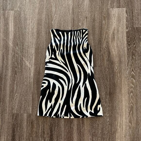 Weekend Max Mara Zebra Print Shift Dress Tunic Top Black White Cotton EU 38 US 4 - Picture 11 of 16